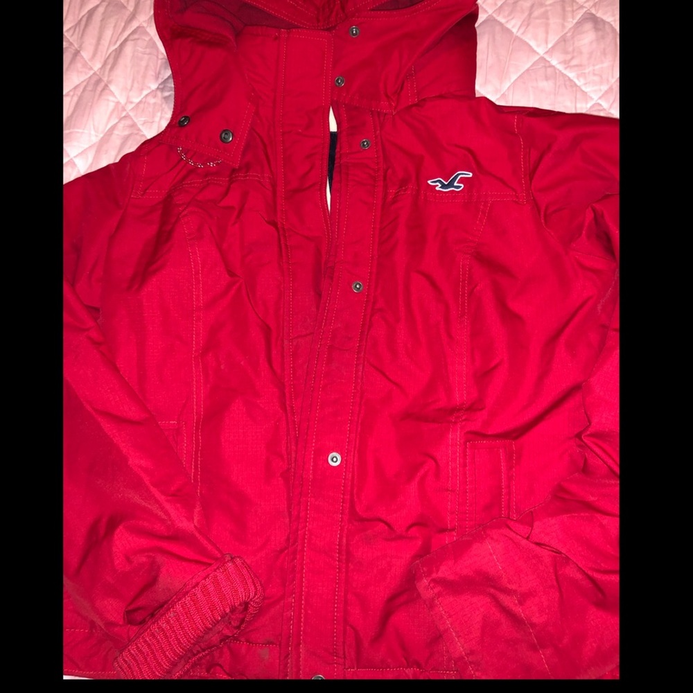 Hollister all weather hooded coat in Red